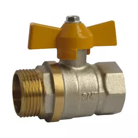 Кран шаровой газовый 1/2", латунь, ВР/НР бабочка, Профитт 4828254
