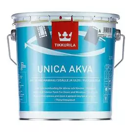 Краска для окон и дверей полуглянцевая Tikkurila unica akva 2.7 л