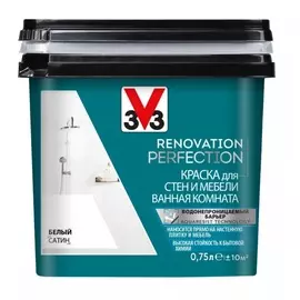 Краска для стен и мебели ванная комната V33 Renovation perfection-белый-0,75 л