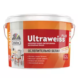 Краска Dufa Retail Ultraweiss Plus глубокоматовая 2,5 л.