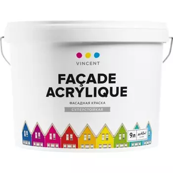 Краска фасадная матовая Vincent f-2 База С 9л