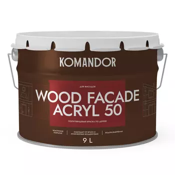 Краска по дереву Komandor Полуглянцевая База A 9 л