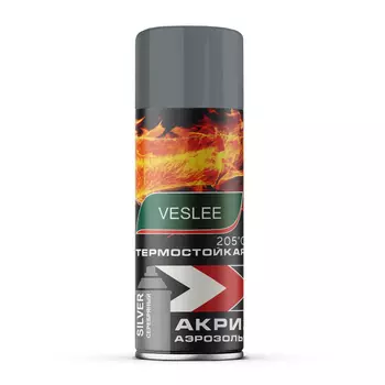 Краска Veslee термостойкая до 205 С серебряная 520 мл