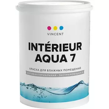 Краска Vincent для стен полуматовая моющая i-7 База А 0.9л