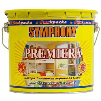 Краска влагостойкая эмаль Symphony Премьера А полуглянцевая 2,7 л