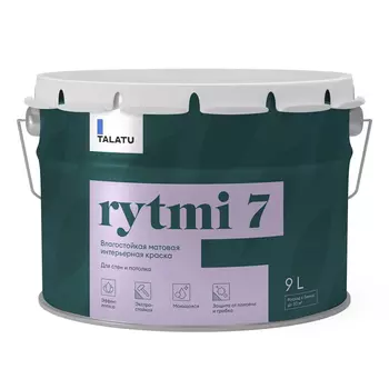Краска влагостойкая матовая Talatu Rytmi 7 База С 9 л