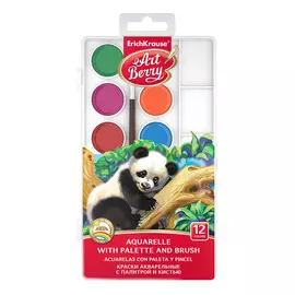 Краски акварельные ArtBerry с палитрой и кистью 12 цветов