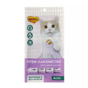 Крем-лакомство МНЯМС с тунцом Кацуо 4 x 15 г