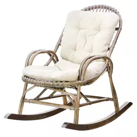 Кресло-качалка Rattan grand medium brown с подушками