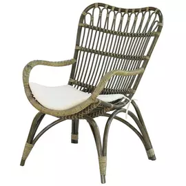 Кресло Rattan grand Lounge olive green с подушкой