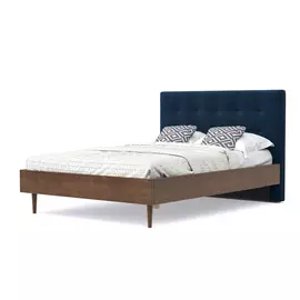 Кровать AS Альбина 160x200 орех/синий