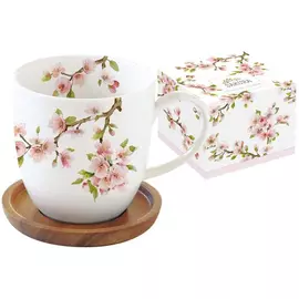 Кружка 0.35 с подставкой японская сакура Easy life