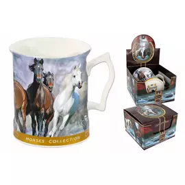 Кружка 0.4л лошади Серая и гнедые Carmani