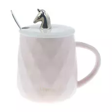 Кружка 375мл Jinjiada с крышкой и ложкой