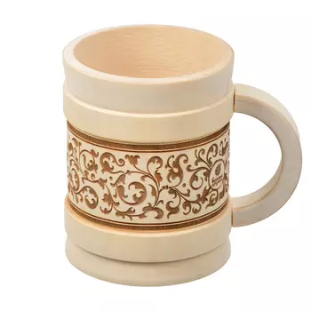 Кружка точёная с выжигом "Банные штучки" 1 л. "Бочонок", липа