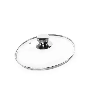 Крышка Катюша пром стеклянная низкая, металлический обод, пароотвод d26см