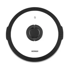 Крышка стеклянная Werner Imola черная с силиконовым ободком 16 см