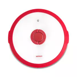 Крышка стеклянная Werner Imola красная с силиконовым ободком 20 см