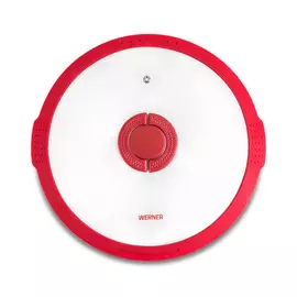 Крышка стеклянная Werner Imola красная с силиконовым ободком 24 см