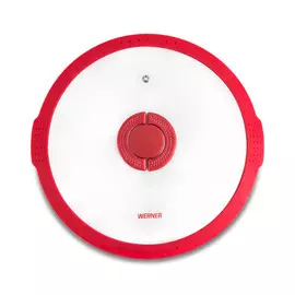Крышка стеклянная Werner Imola красная с силиконовым ободком 28 см