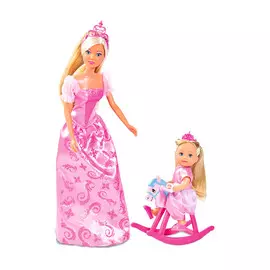 Куклы из набора Принцессы Штеффи и Еви со зверушками 29 см, 12 см