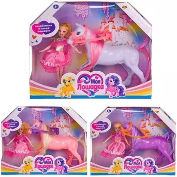 Куколка и лошадка ABtoys 3 вида (PT-01458) в ассортименте