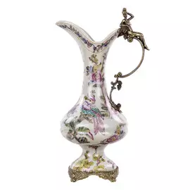 Кувшин Glasar фарфоровый с бронзовой ручкой 35,56см