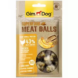 Лакомство для собак GimDog Мясные шарики суперфуд из курицы с бананом и кунжутом 70 г