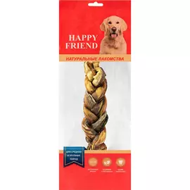 Лакомство для собак HAPPY FRIEND Косичка говяжья двойная для средних и крупных пород 120 г