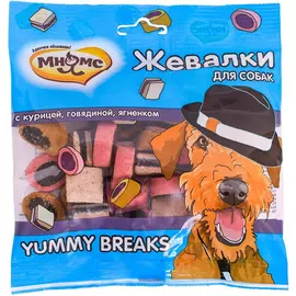 Лакомство для собак Мнямс Жевалки Yummy Breaks с курицей, говядиной и ягненком 150 г