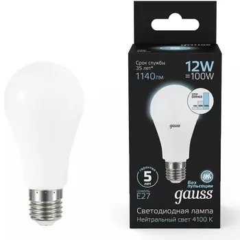 Лампа Gauss A60 12W 1140lm 4100 K Е27 шаг. диммирование LED