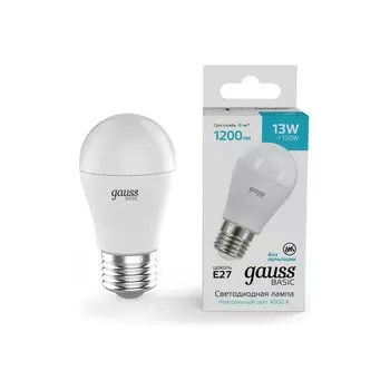 Лампа Gauss Basic Шар 13W 1200lm 4000K E27 LED