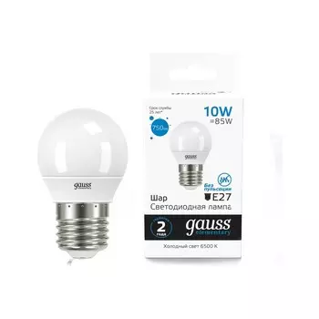 Лампа Gauss Elementary Шар 10W 750lm 6500K Е27 LED