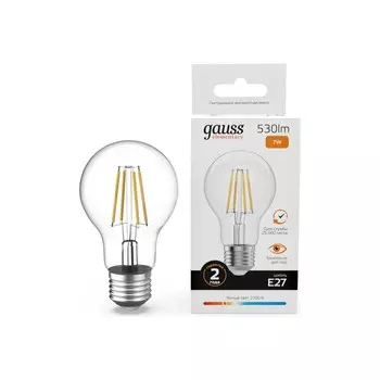 Лампа Gauss Filament Elementary А60 7W 530lm 2700К Е27 LED