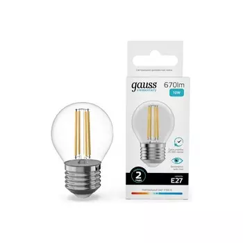 Лампа Gauss Filament Elementary Шар 10W 670lm 4100К Е27 LED