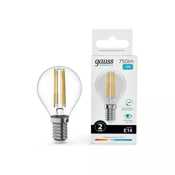 Лампа Gauss Filament Elementary Шар 12W 750lm 4100К Е14 LED