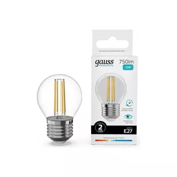 Лампа Gauss Filament Elementary Шар 12W 750lm 4100К Е27 LED
