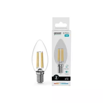 Лампа Gauss Filament Elementary Свеча 10W 670lm 4100К Е14 LED