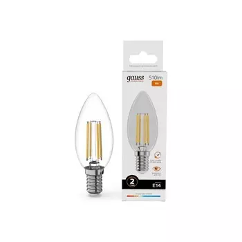 Лампа Gauss Filament Elementary Свеча 8W 510lm 2700К Е14 LED
