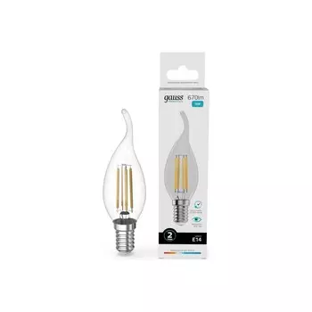 Лампа Gauss Filament Elementary Свеча на ветру 10W 670lm 4100К Е14 LED