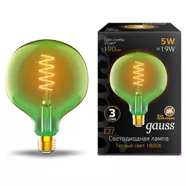 Лампа Gauss Filament Flexible G125 5W 1800К Е27 green