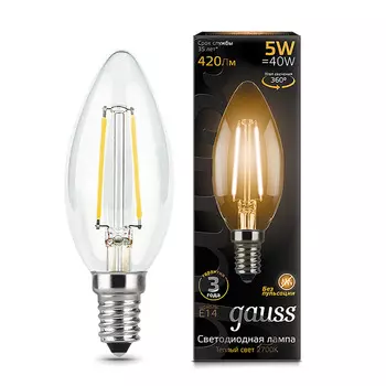 Лампа Gauss FILAMENT СВЕЧА E14 5W 2700К