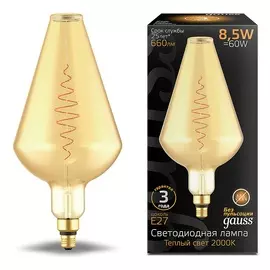 Лампа Gauss filament vase e27 8.5w amber 2000k