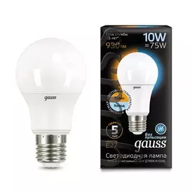 Лампа Gauss LED A60 10W E27 930lm 2700K/4100K CTC 1/10/50