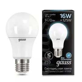 Лампа Gauss LED A60 16W E27 1470lm 4100K 1/10/50