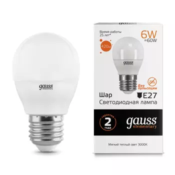 Лампа Gauss LED ELEM GLOBE 6W E27 2700K