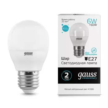 Лампа Gauss LED ELEM GLOBE 6W E27 4100K