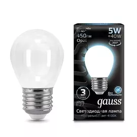 Лампа Gauss LED Filament Шар OPAL E27 5W 450lm 4100K 1/10/50