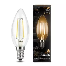 Лампа Gauss LED Filament Свеча E14 11W 720lm 2700К 1/10/50