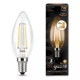 Лампа Gauss LED Filament Свеча E14 7W 550lm 2700К step dimmable 1/10/50